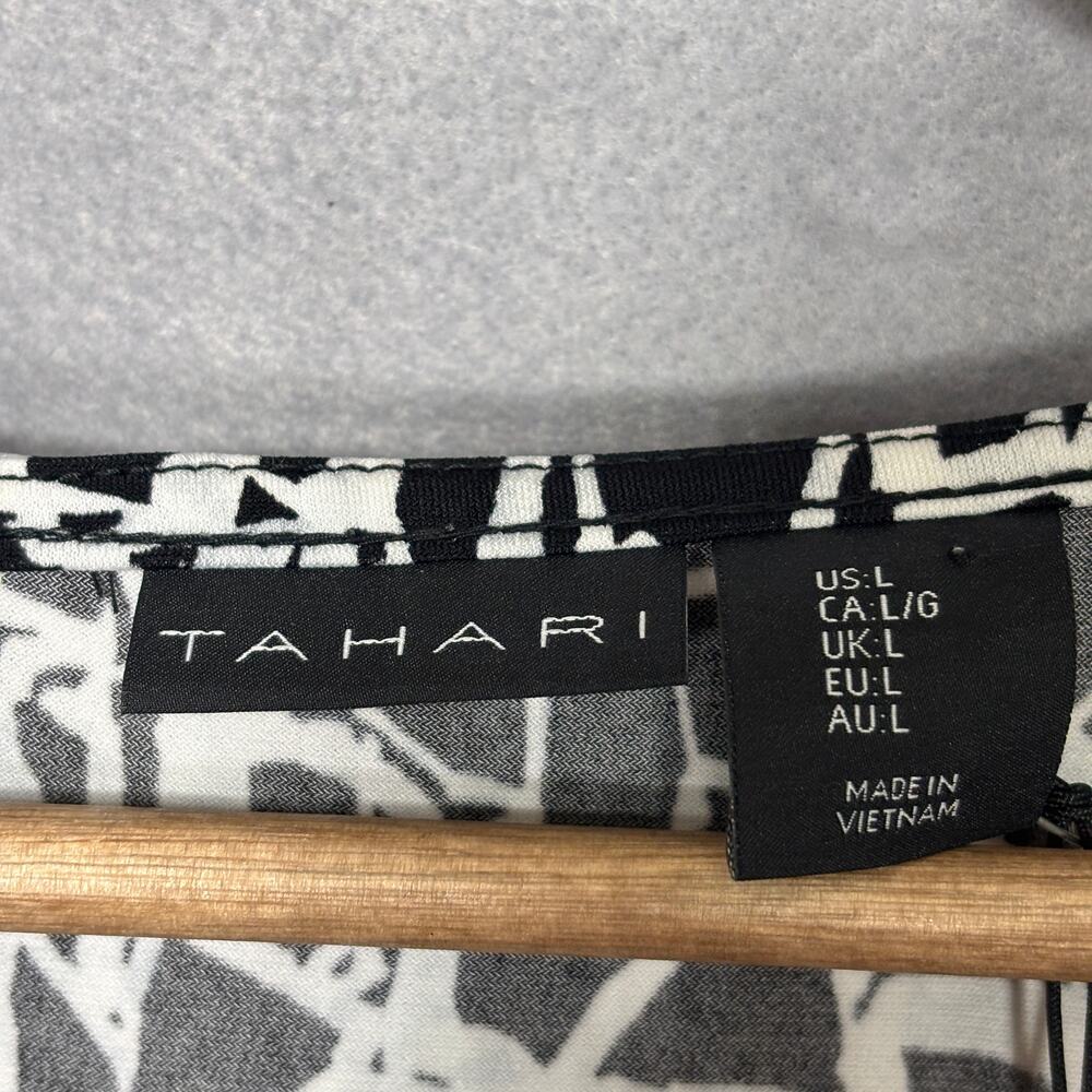 Tahari Abstract Print Top L Sleeveless Black White Modern Chic Statement Bold‎ - Picture 3 of 9